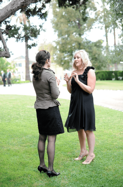 Having a chat with a Maid of Honor before the ceremony.  Photo by Wasserlein Photography.