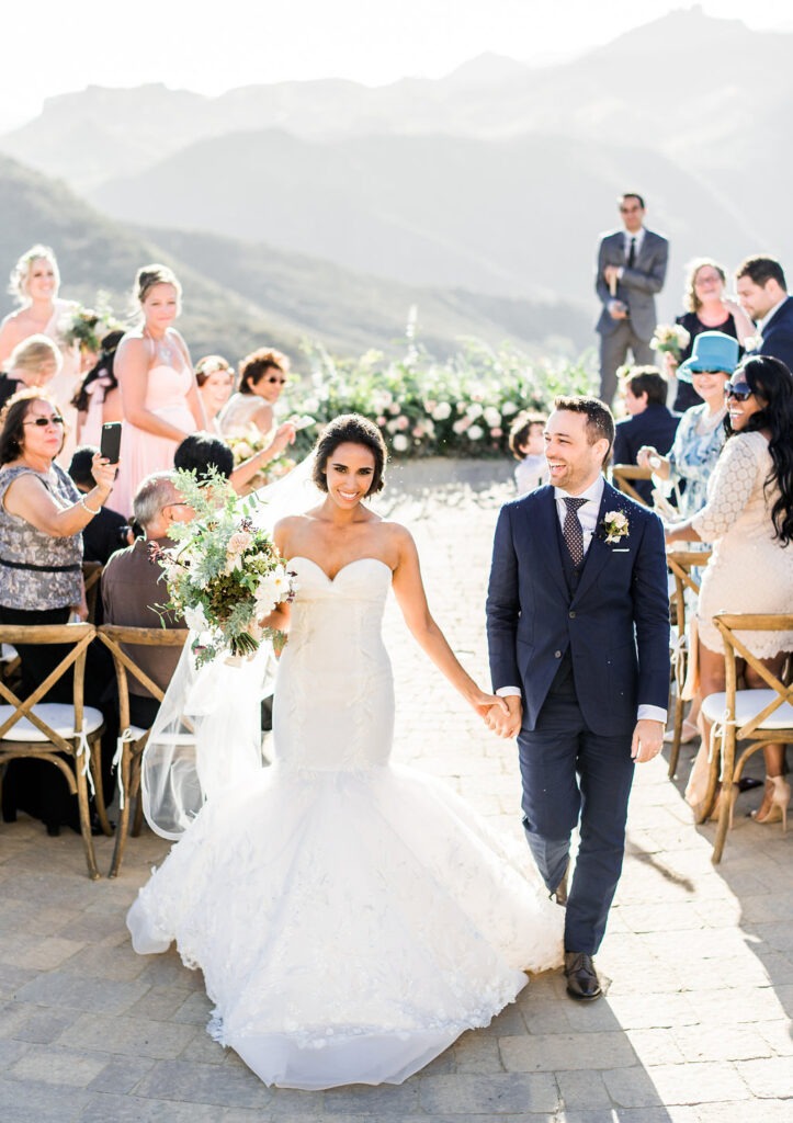 Malibu Rocky Oaks wedding floral backdrop border ceremony greenery blush 