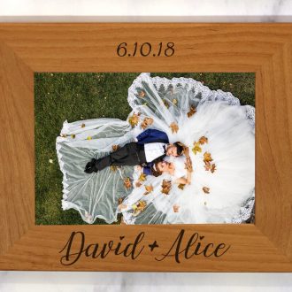 Personalized wedding gift frame with bride and groom