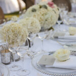 white hydrangea rose modern rustic wedding